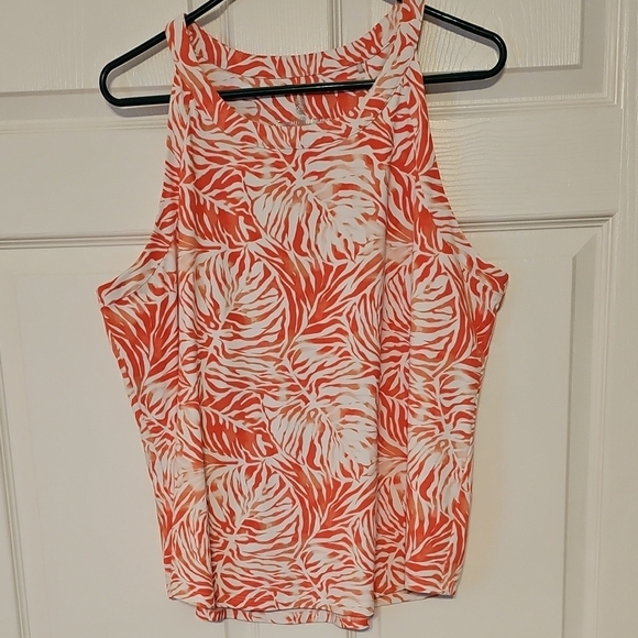 Tommy Bahama Tops - Tommy Bahama Island Zone Coral and White Printed Athletic Tank Top